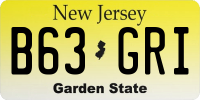 NJ license plate B63GRI