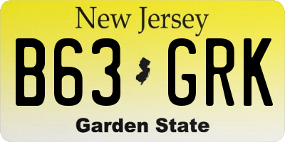 NJ license plate B63GRK