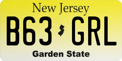 NJ license plate B63GRL