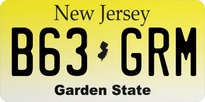 NJ license plate B63GRM