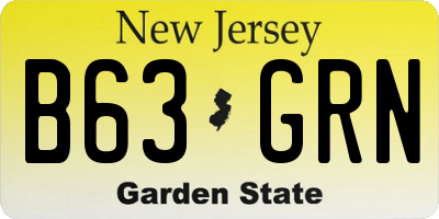 NJ license plate B63GRN