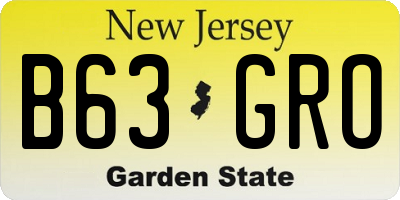 NJ license plate B63GRO