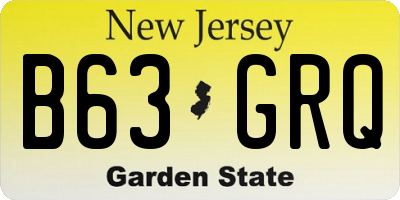 NJ license plate B63GRQ