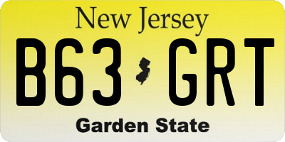NJ license plate B63GRT