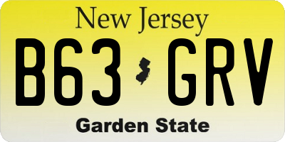 NJ license plate B63GRV