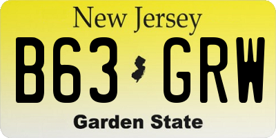 NJ license plate B63GRW