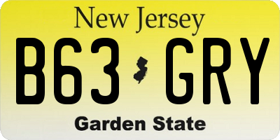 NJ license plate B63GRY
