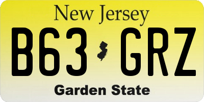 NJ license plate B63GRZ