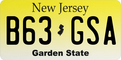 NJ license plate B63GSA