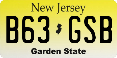 NJ license plate B63GSB