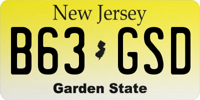 NJ license plate B63GSD