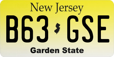 NJ license plate B63GSE