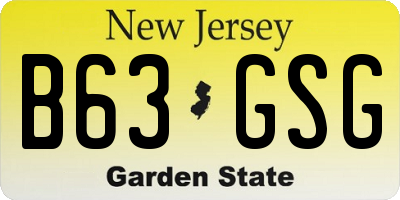 NJ license plate B63GSG