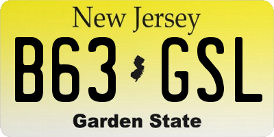 NJ license plate B63GSL