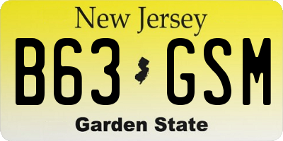 NJ license plate B63GSM