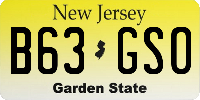 NJ license plate B63GSO