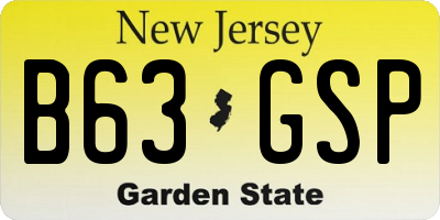 NJ license plate B63GSP