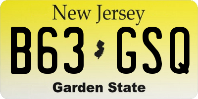 NJ license plate B63GSQ