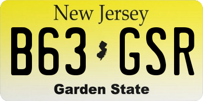 NJ license plate B63GSR