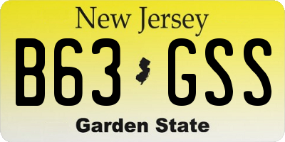 NJ license plate B63GSS