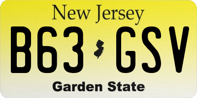 NJ license plate B63GSV