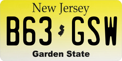 NJ license plate B63GSW