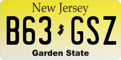 NJ license plate B63GSZ