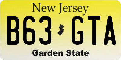 NJ license plate B63GTA