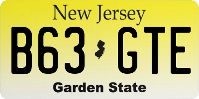 NJ license plate B63GTE