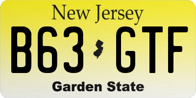 NJ license plate B63GTF
