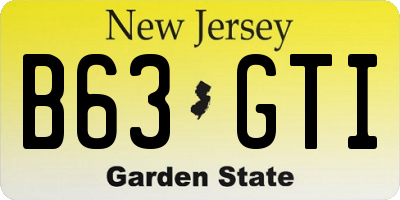 NJ license plate B63GTI