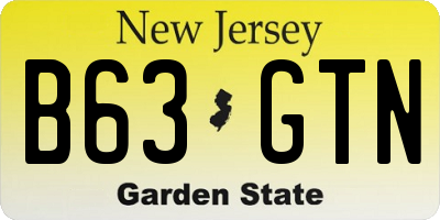 NJ license plate B63GTN