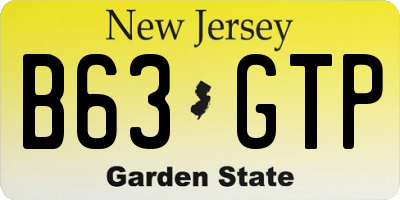 NJ license plate B63GTP