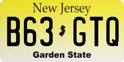 NJ license plate B63GTQ