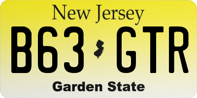 NJ license plate B63GTR
