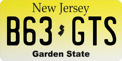 NJ license plate B63GTS