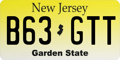 NJ license plate B63GTT