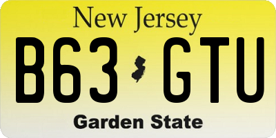 NJ license plate B63GTU