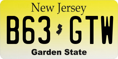 NJ license plate B63GTW