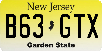 NJ license plate B63GTX