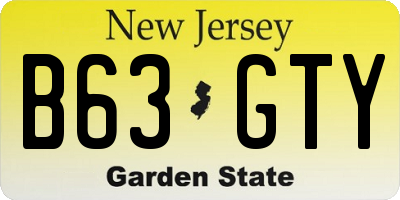 NJ license plate B63GTY