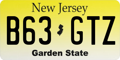 NJ license plate B63GTZ