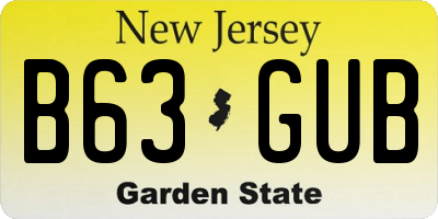 NJ license plate B63GUB