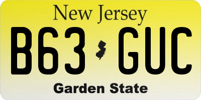 NJ license plate B63GUC