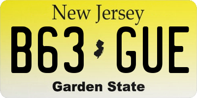 NJ license plate B63GUE