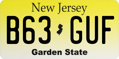 NJ license plate B63GUF