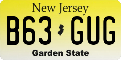 NJ license plate B63GUG