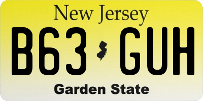 NJ license plate B63GUH