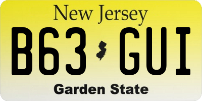 NJ license plate B63GUI
