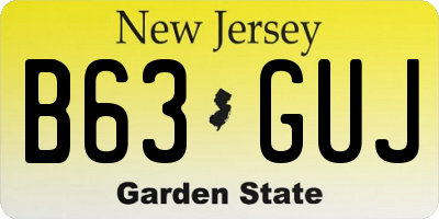 NJ license plate B63GUJ